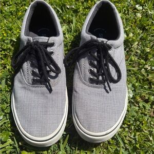 Sperry Gray Canvas Lace-Up Sneakers with Black Laces